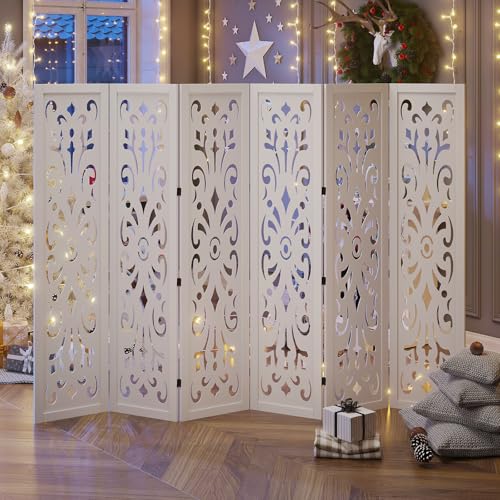 5.6Ft Folding Wood Room Divider 6 Panels W53555