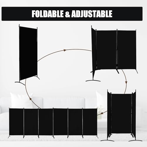 Black 6 Panel 6 ft Folding Room Divider R67721