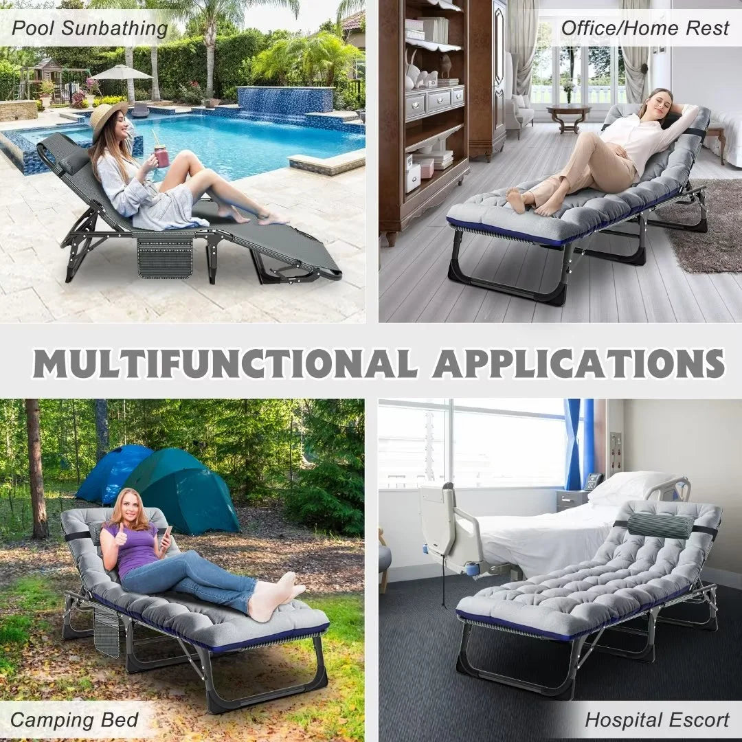 Folding Camping Cot with Mattress & Pillow I8129