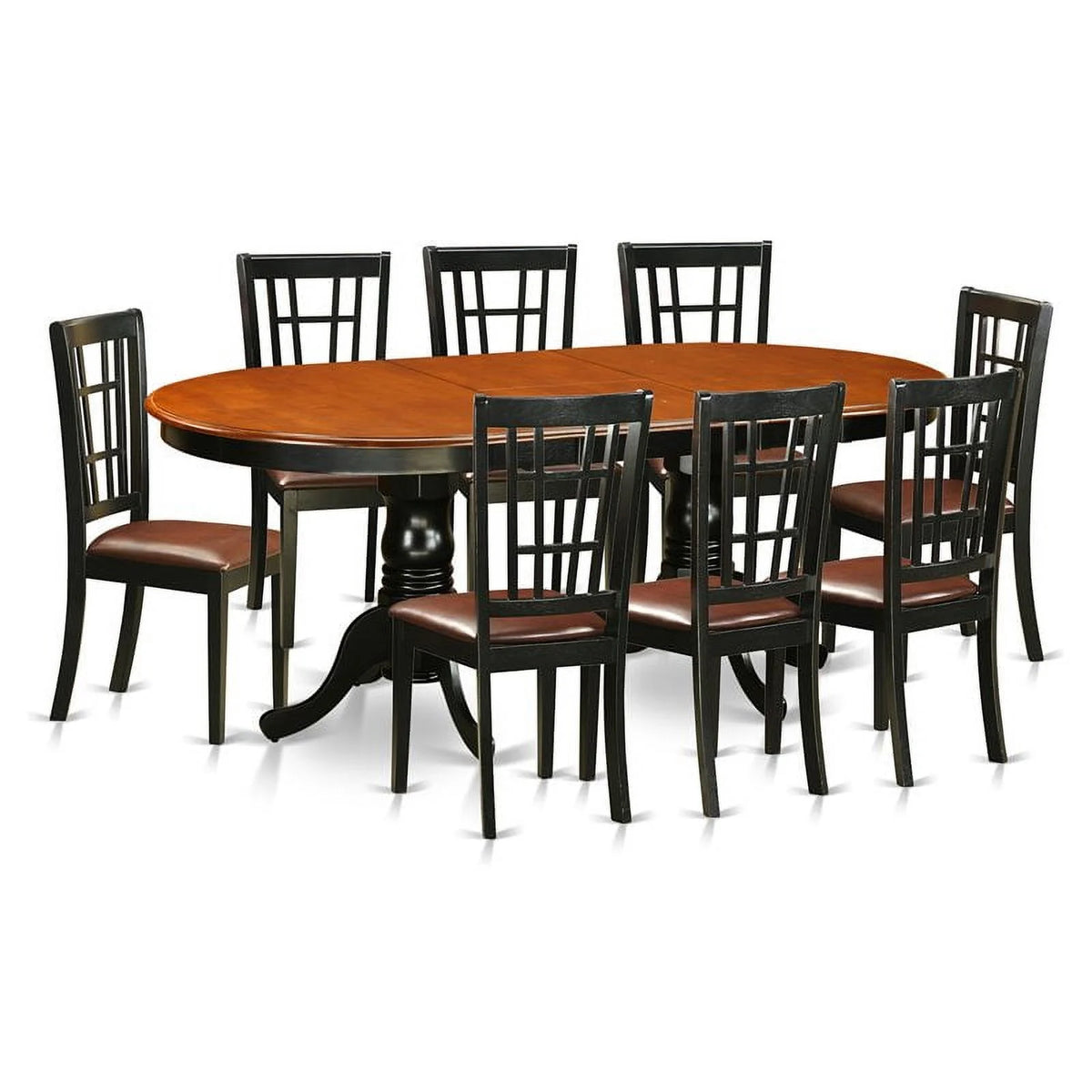 9-piece Wood Dining Table and Chair Set in Black W527279