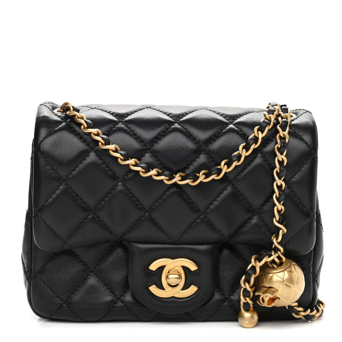 Lambskin Quilted Mini Flap Black Q7558