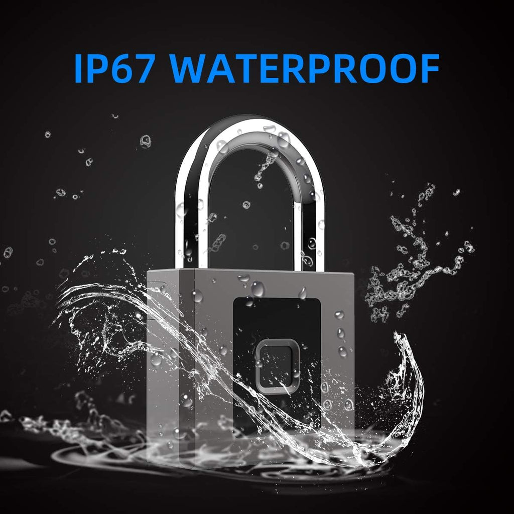 Fingerprint Padlock, Large Size Smart Lock, Bluetooth Padlock with Keyless Biometric, Waterproof for Warehouse, Gym, Cabinets, Office Pack of 2 X6377
