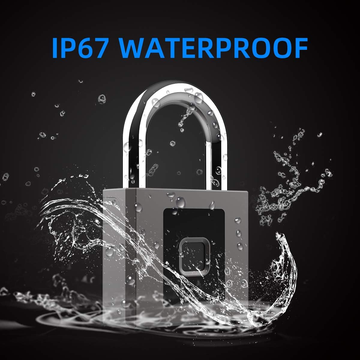 Fingerprint Padlock, Large Size Smart Lock, Bluetooth Padlock with Keyless Biometric, Waterproof for Warehouse, Gym, Cabinets, Office Pack of 2 X6377