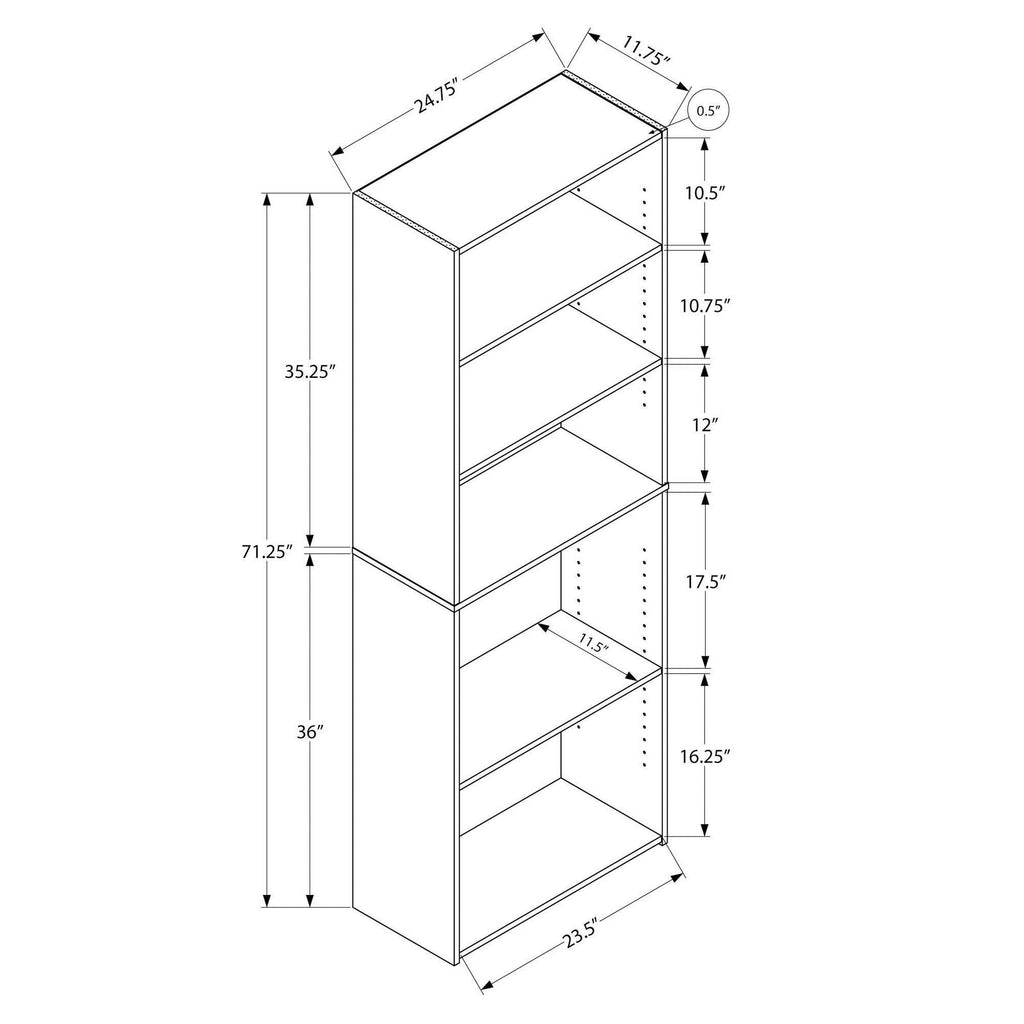 72 inch 5-Shelf Bookcase D9129