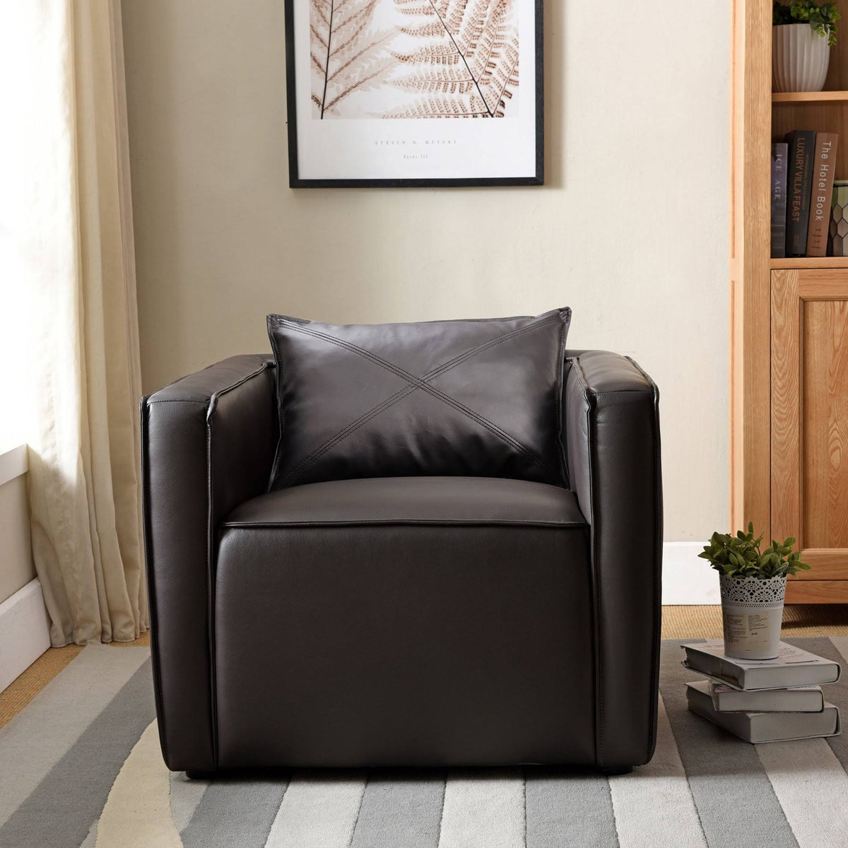 Brown Vinyl Padded Accent Chair F431747