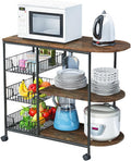 Rolling Kitchen Bakers Rack Microwave Stand 3-Tier Table on Wheels W239730