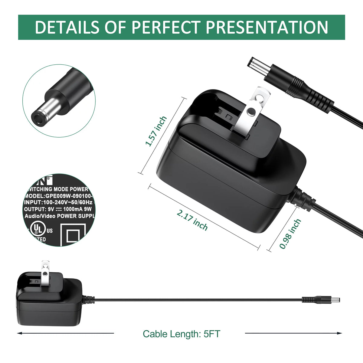 UL Listed AC DC Adapter Power Supply Cord Cable V486710
