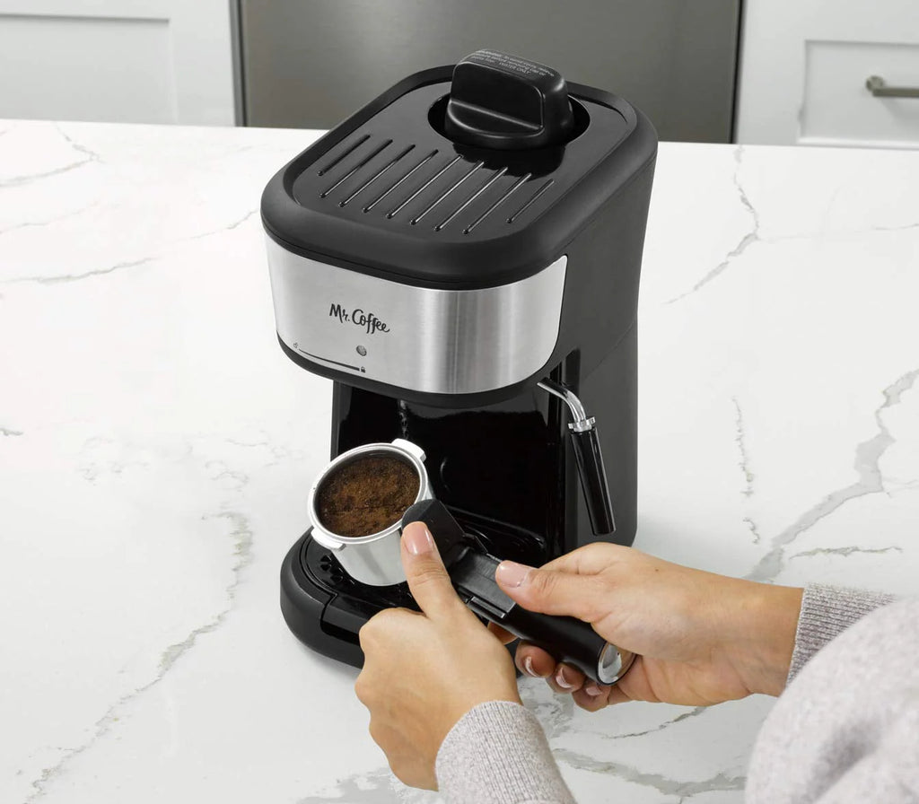 Single Serve Espresso and Cappuccino Machine with Milk Frothing Pitcher, 20 oz, Stainless Steel, Black V3407