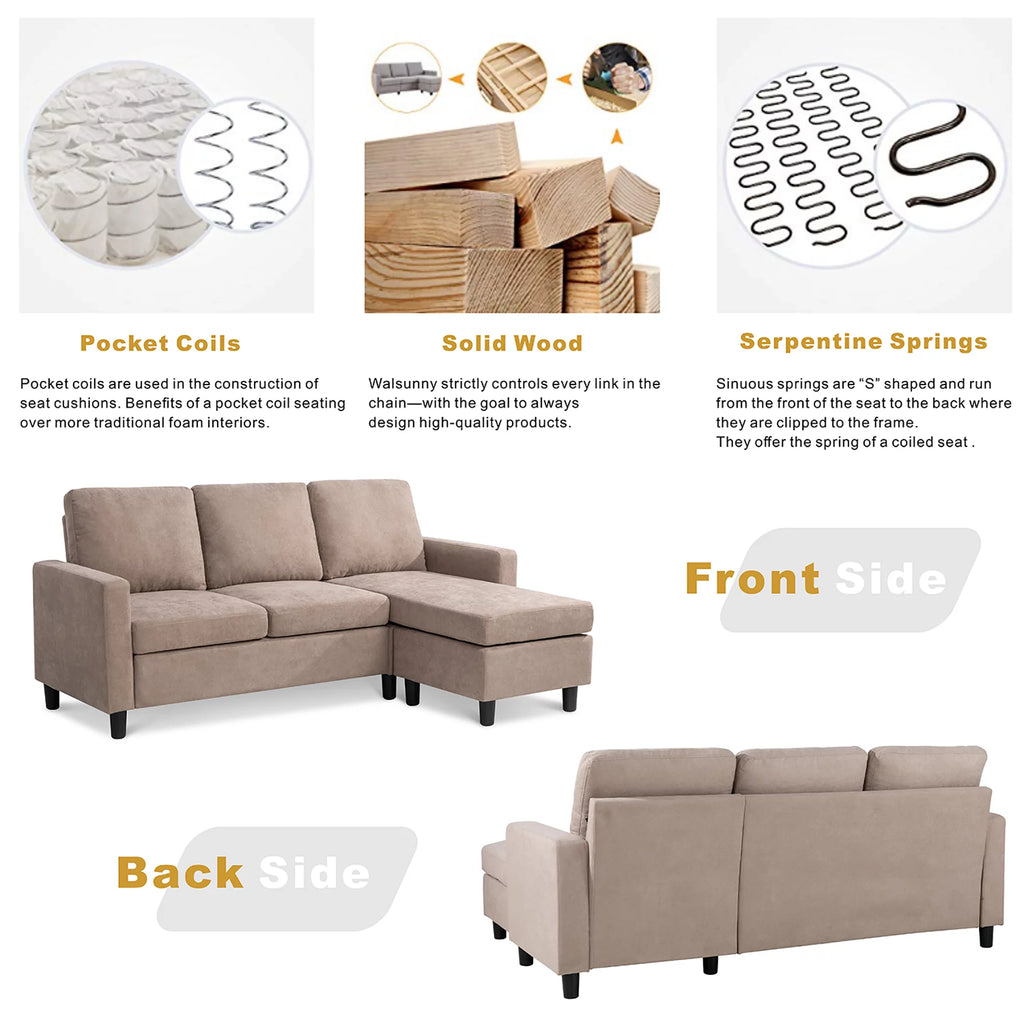 Linen Fabric L-Shaped Sectional Sofa F84607