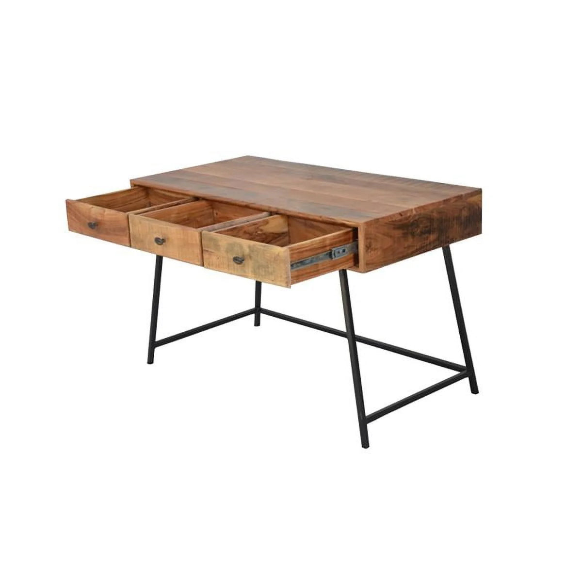 47" Mid-Century Metal Solid Wood Desk A42838