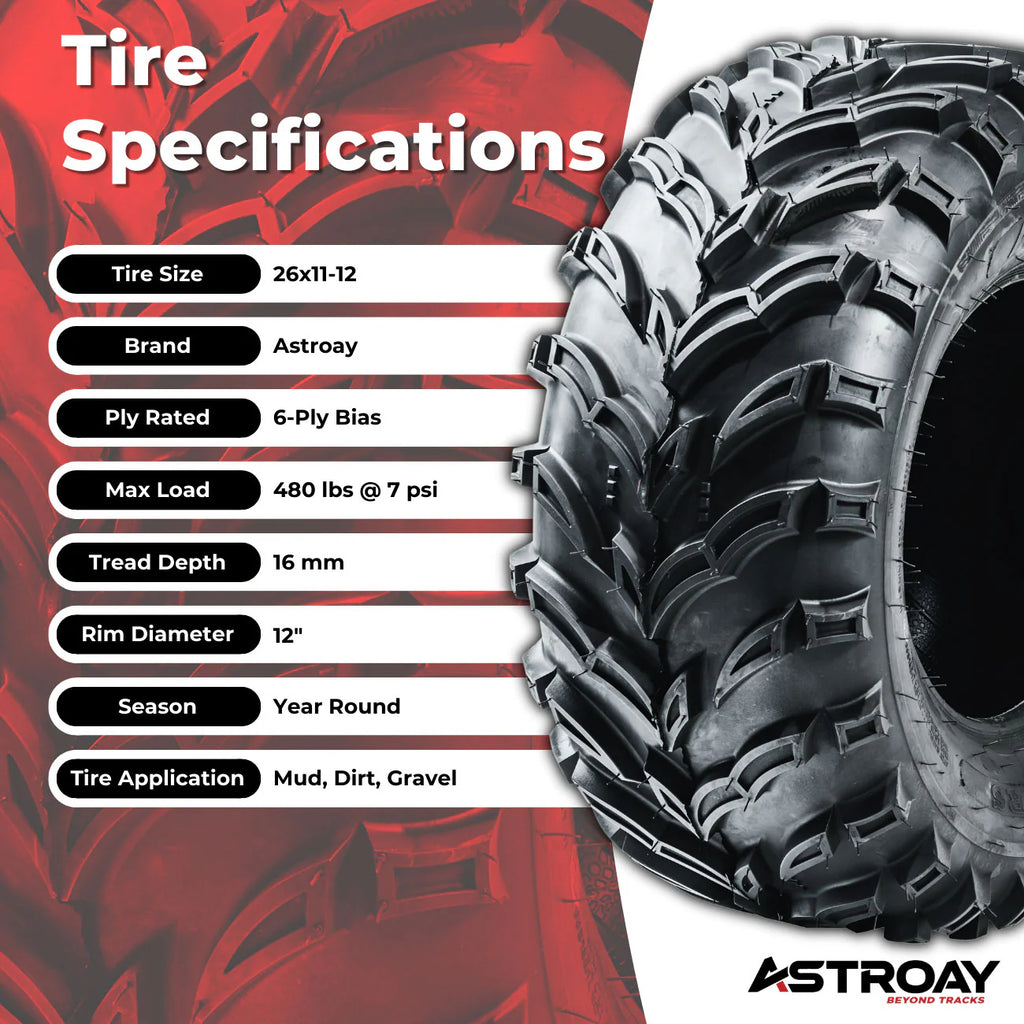 26 x 11 - 12 Utility ATV/UTV Tire G668