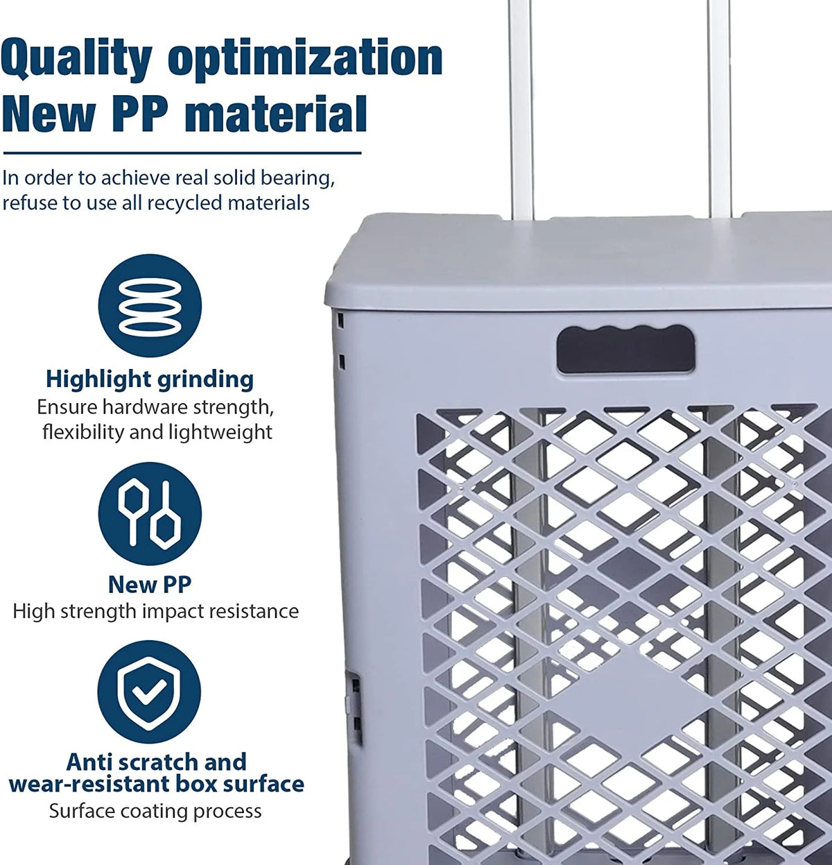 Foldable Rolling Crate with Lid Wheels, Gray T2855