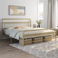 Queen Metal Platform Bed Frame with Vintage Headboard and Footboard E7905
