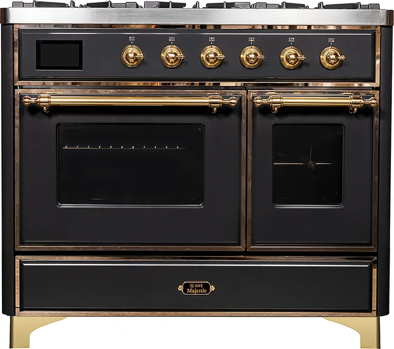 40 Dual Fuel Natural Gas Range Matte Graphite Brass Trim A482
