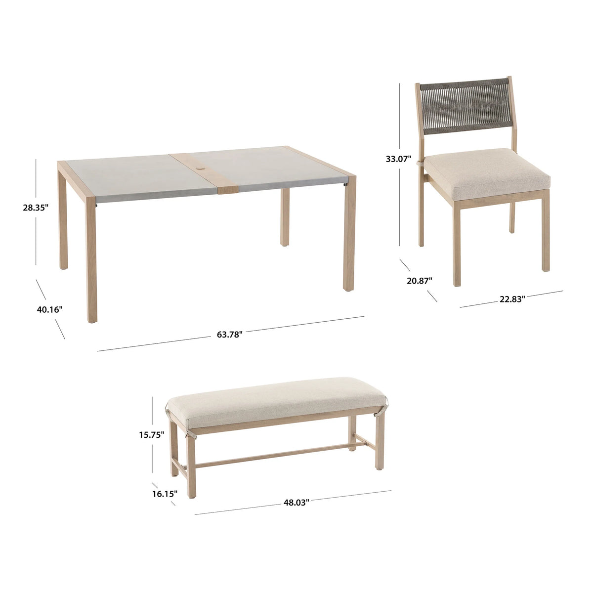 6-Piece Steel Outdoor Dining Set with Cushions R62140