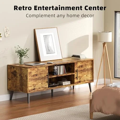 65 inch Wood TV Stand with Sliding Barn Doors U572