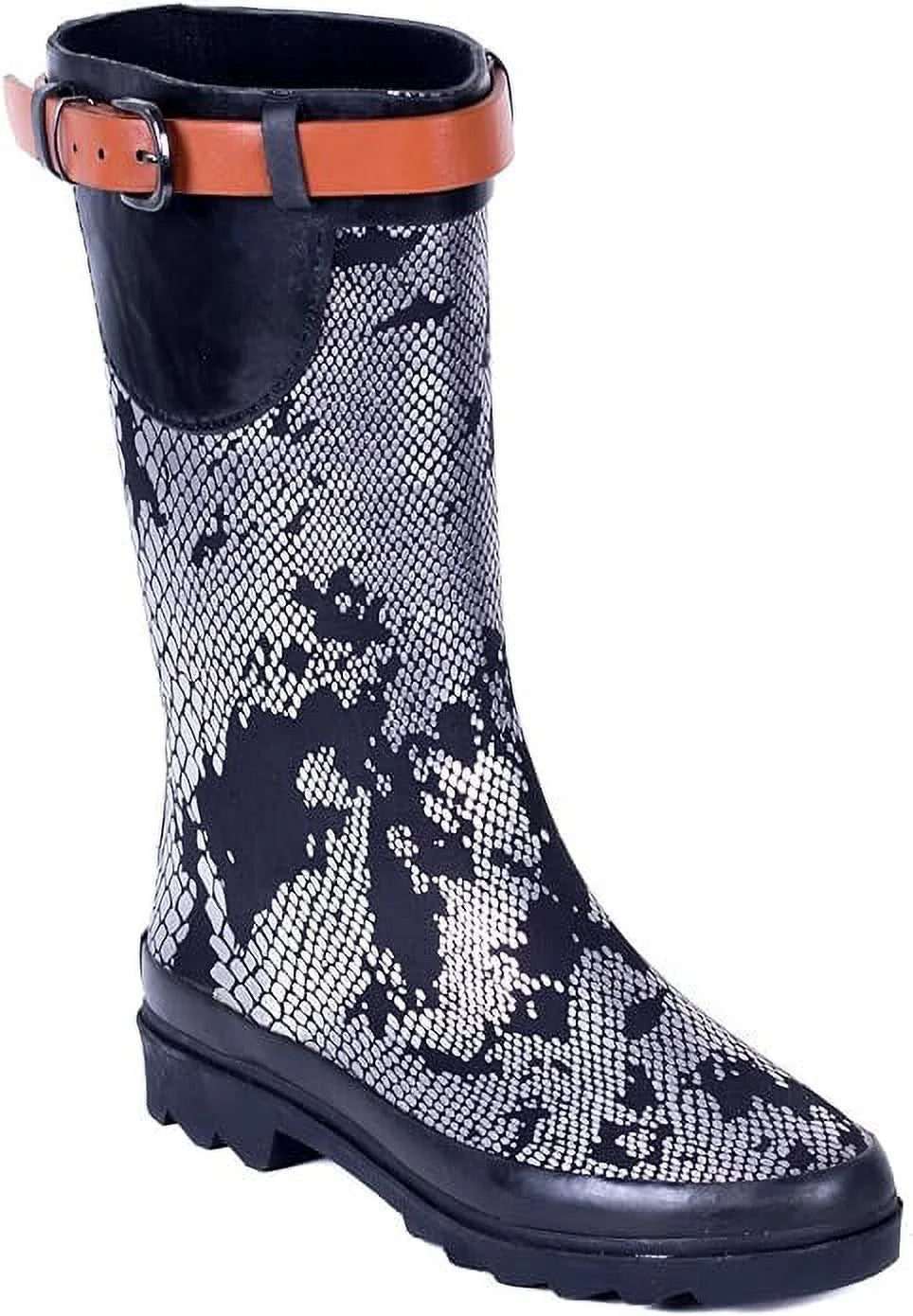 Metallic Snake Skin Print Rain Boot T78946