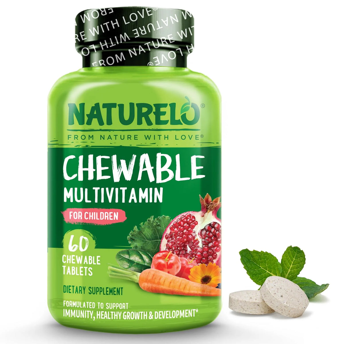 Chewable Vitamin C Multivitamin with Whole Food Organic Fruit Blend 60 Tablets A96444