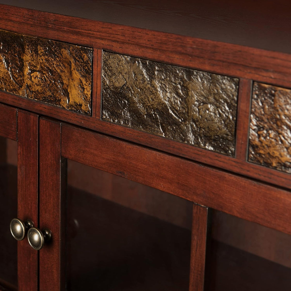 Red Washed Sideboard & Curio X27729