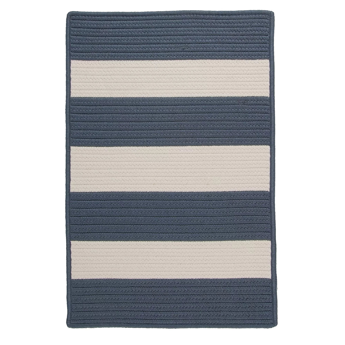 7' x 7' Steel Blue Striped Reversible Square Outdoor Area Rug A284