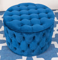 Blue Velvet Round Storage Ottoman D6705