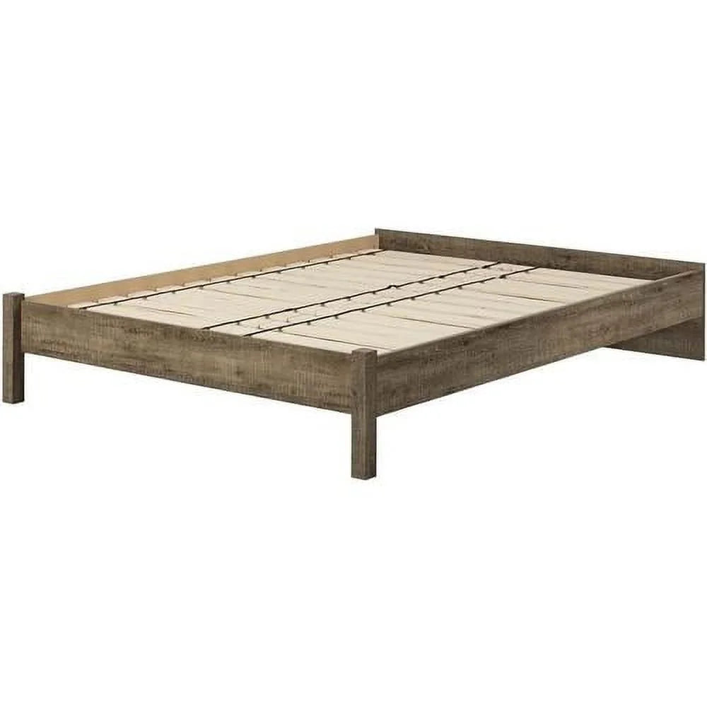 Queen Weathered Oak Platform Bed J7827