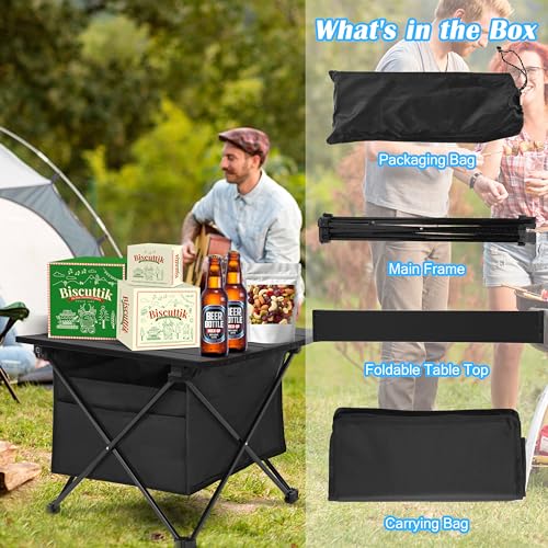 Portable Folding Aluminum Alloy Camping Table with Storage and Carry Bag G45919
