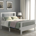 White Full Wood Platform Bed with Headboard and Footboard X1749