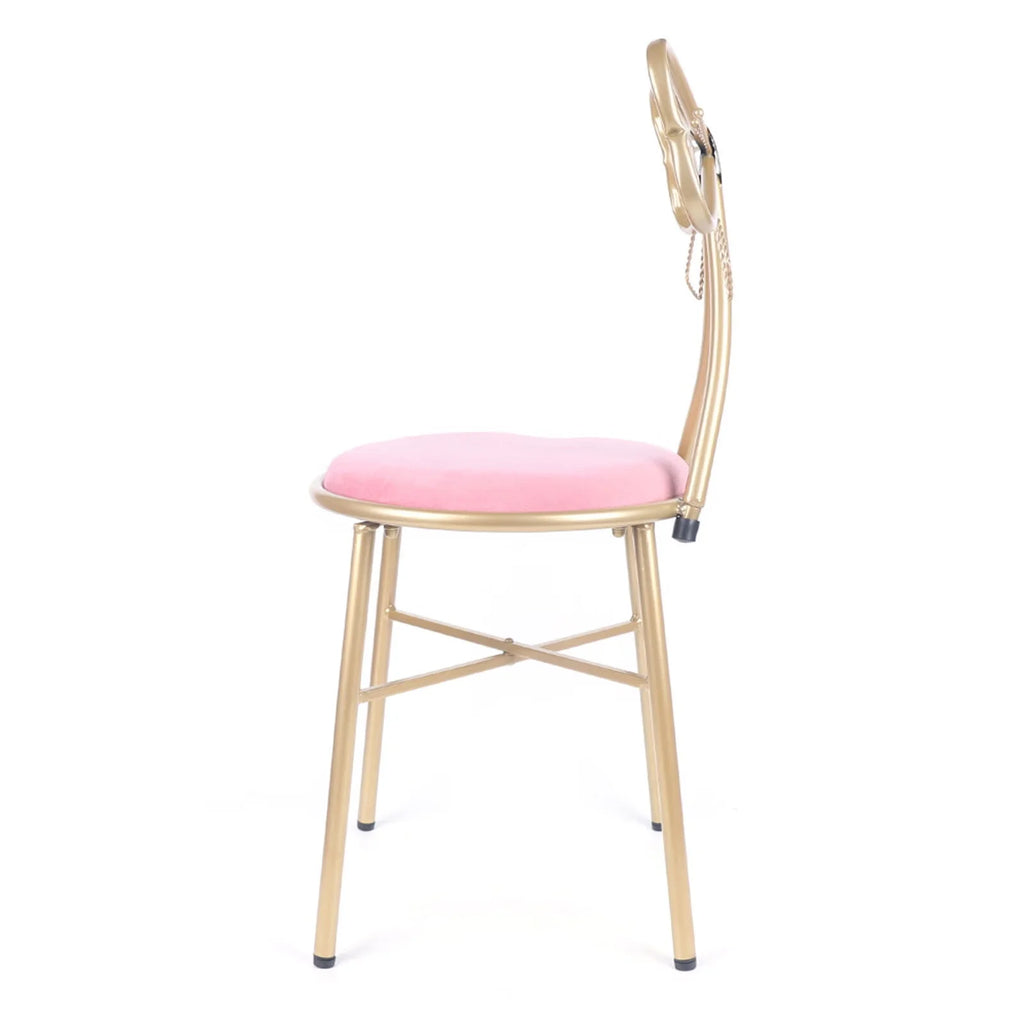 Pink Velvet Butterfly Vanity Chair T4722