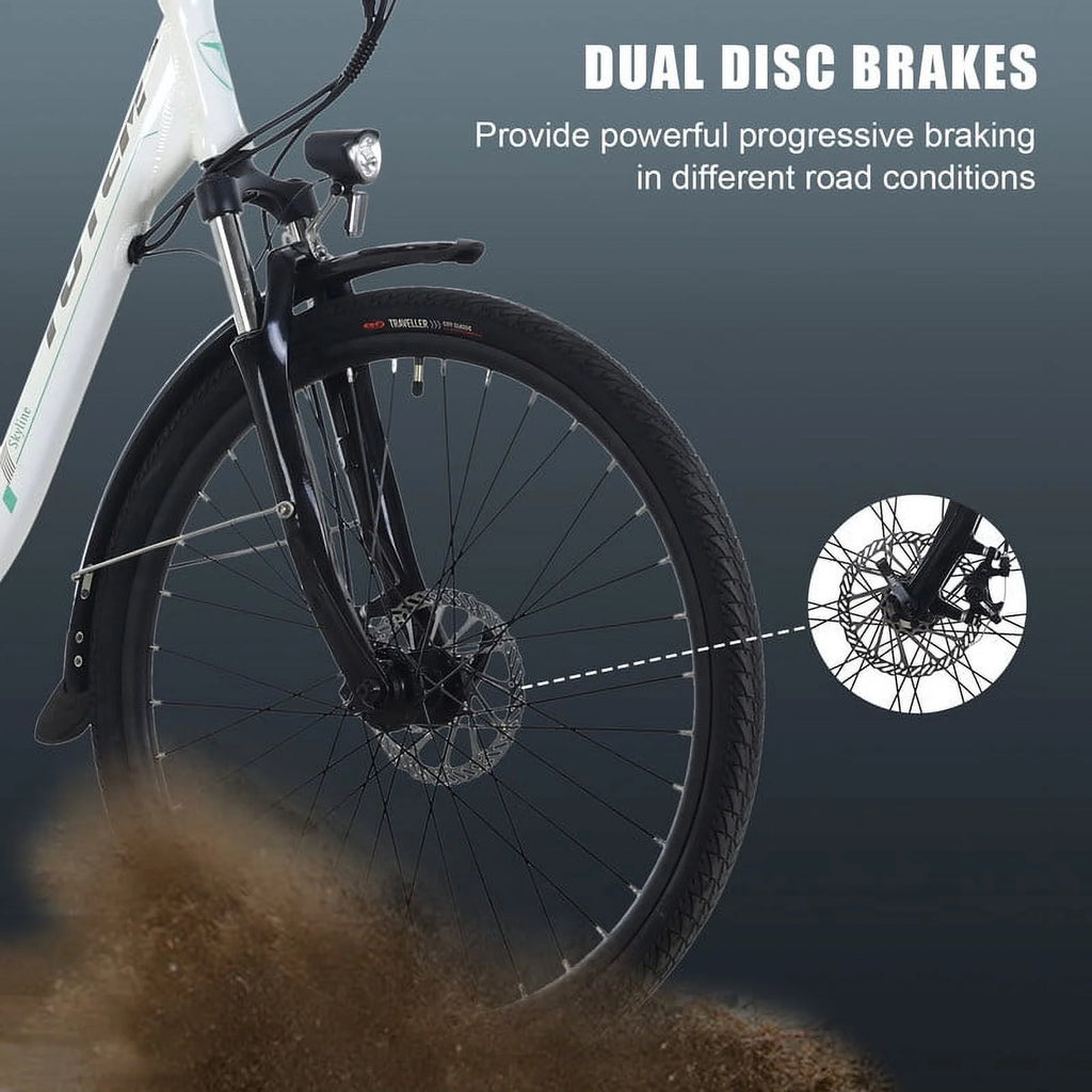 White 26” 350W Electric Bike with Removable Battery S8066