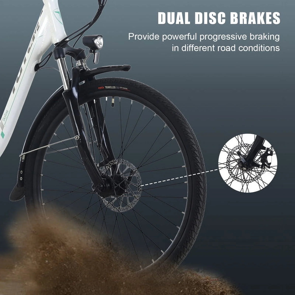 White 26” 350W Electric Bike with Removable Battery S8066