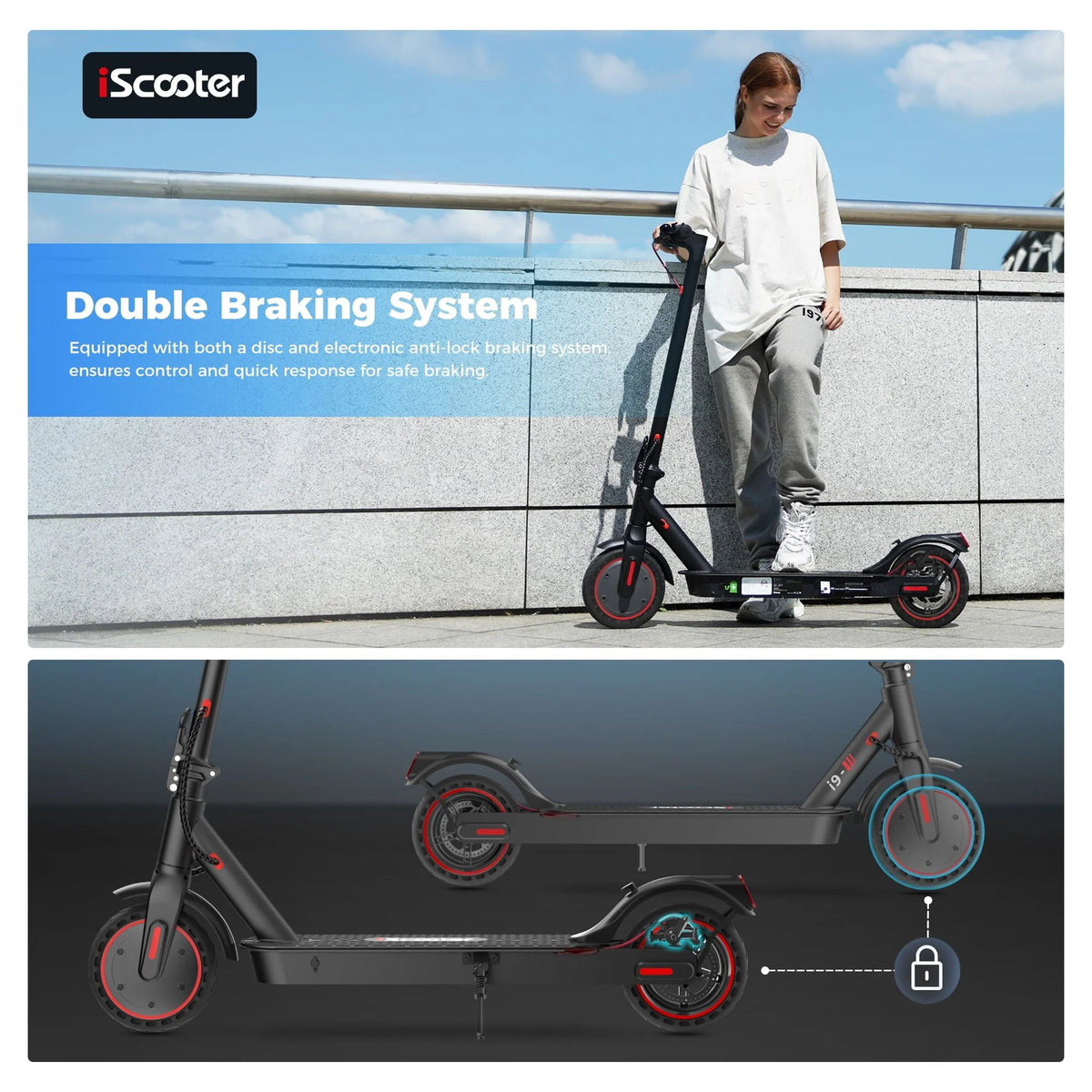 350W Foldable Electric Scooter with Double Braking System M84052