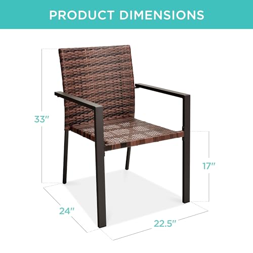 Set of 2 Stackable Outdoor Wicker Dining Chairs Black F8987