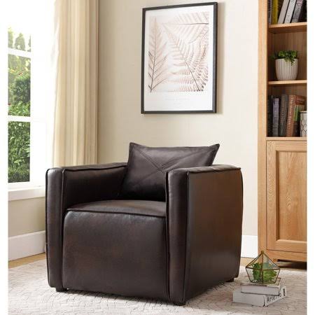 Brown Vinyl Padded Accent Chair F431747