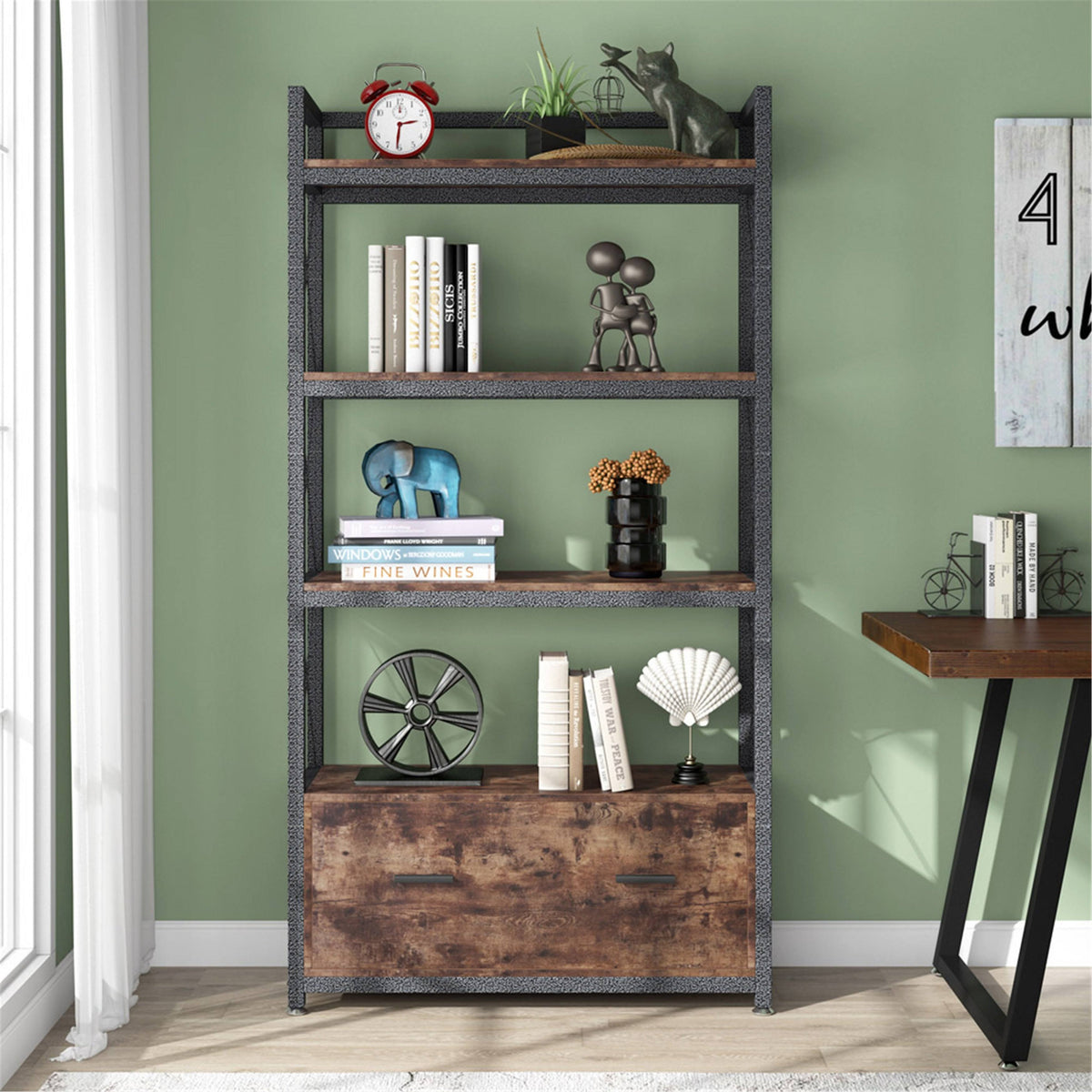Brown Letter Size A4 Lateral File Cabinet with Drawer W270522