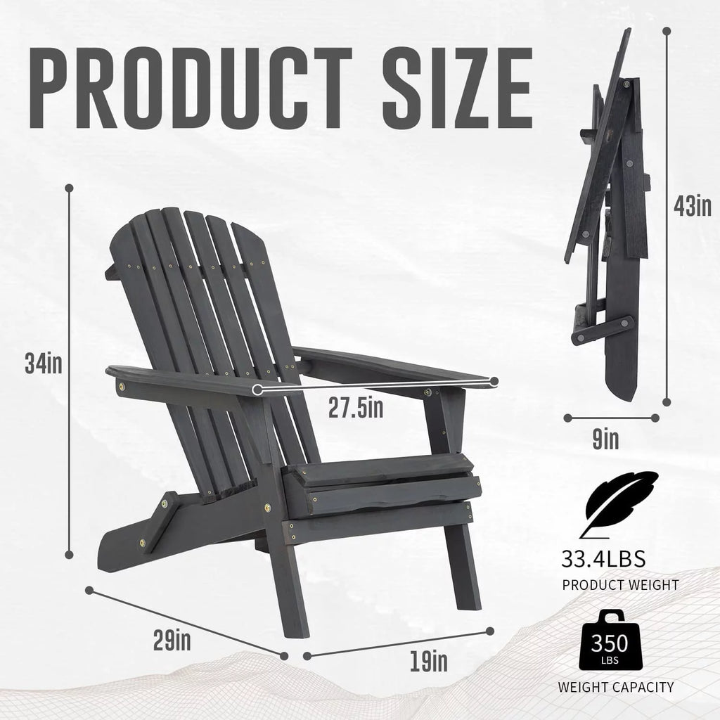 Folding Adirondack Chair Set of 2 Grey L21551