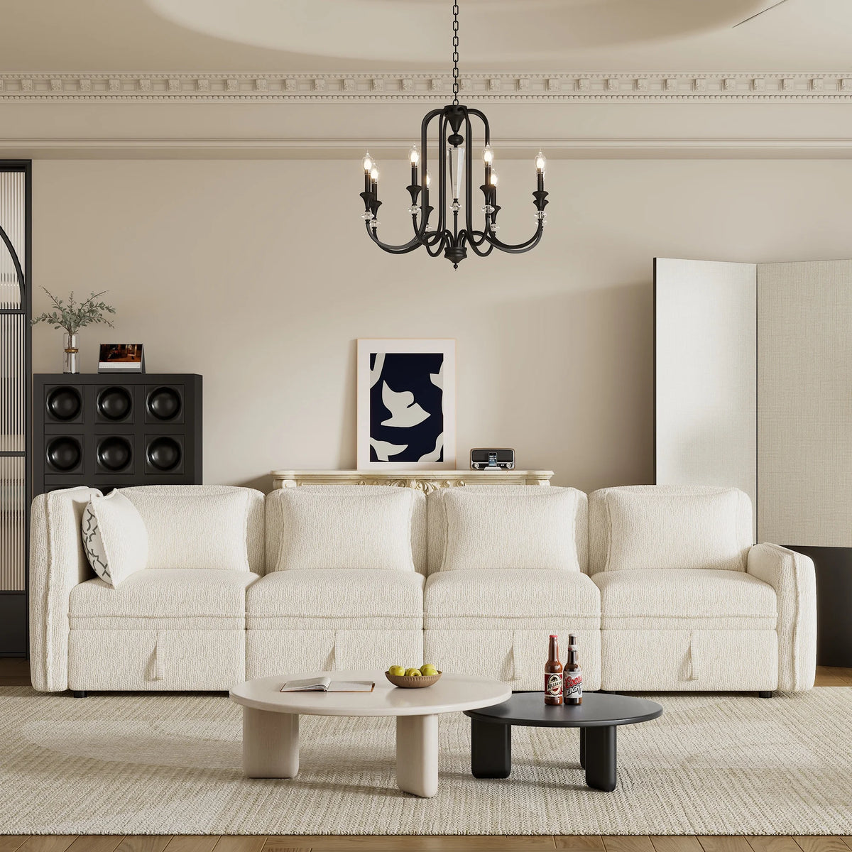 Oversized Chenille Sectional Sofa with Storage U30352