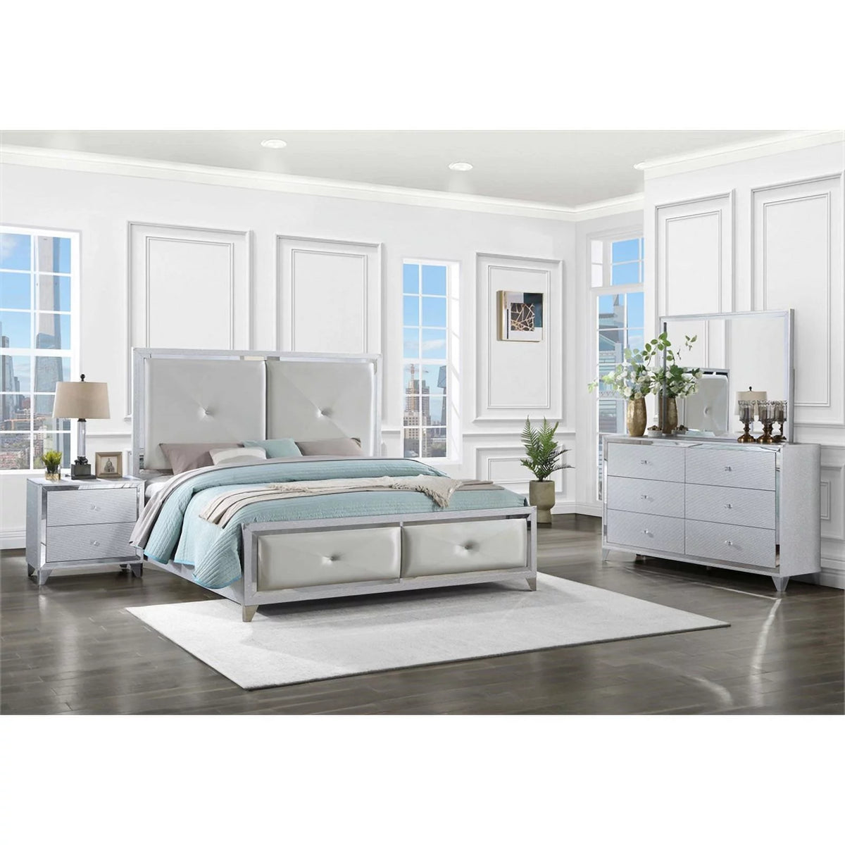 4-piece Wood Tufted California King Bedroom Set N47018