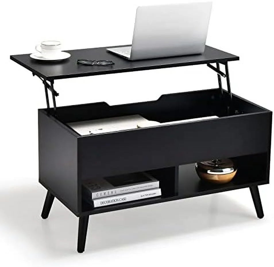 Lift Top Coffee Table with Hidden Compartment and 2 Open Shelves B682033