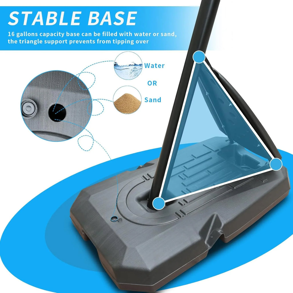 44" Portable Adjustable Basketball Hoop System with Wheels J607