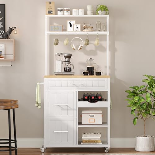 White Rolling Kitchen Island with Storage X596648