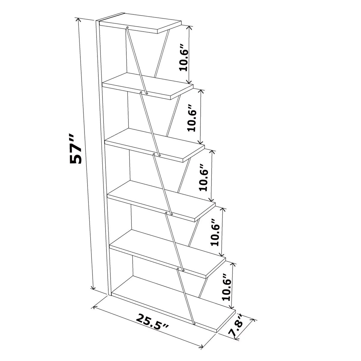 Modern 5 Tier Ladder Bookshelf, White/Pink Q5567