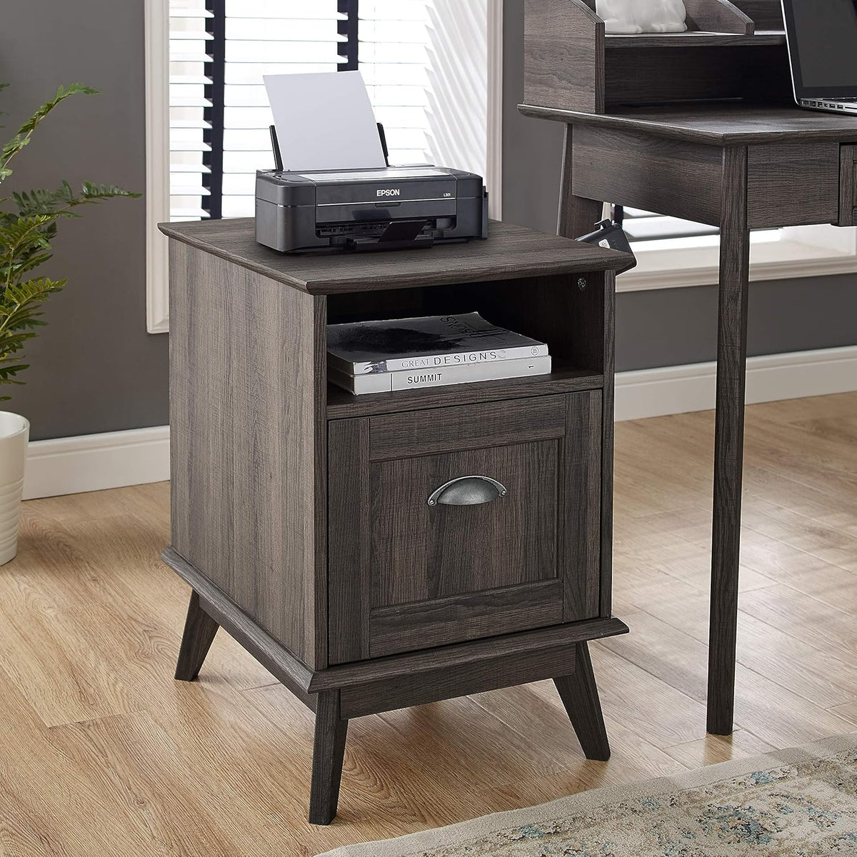 Tall Wooden File Cabinet with Drawer D64052