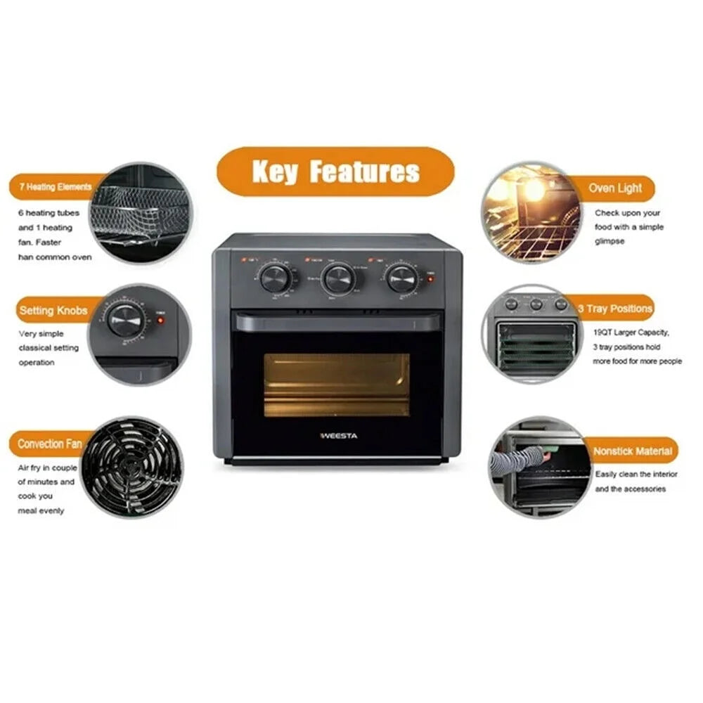 20QT Air Fryer Oven Combo with Accessories, Gray B172844