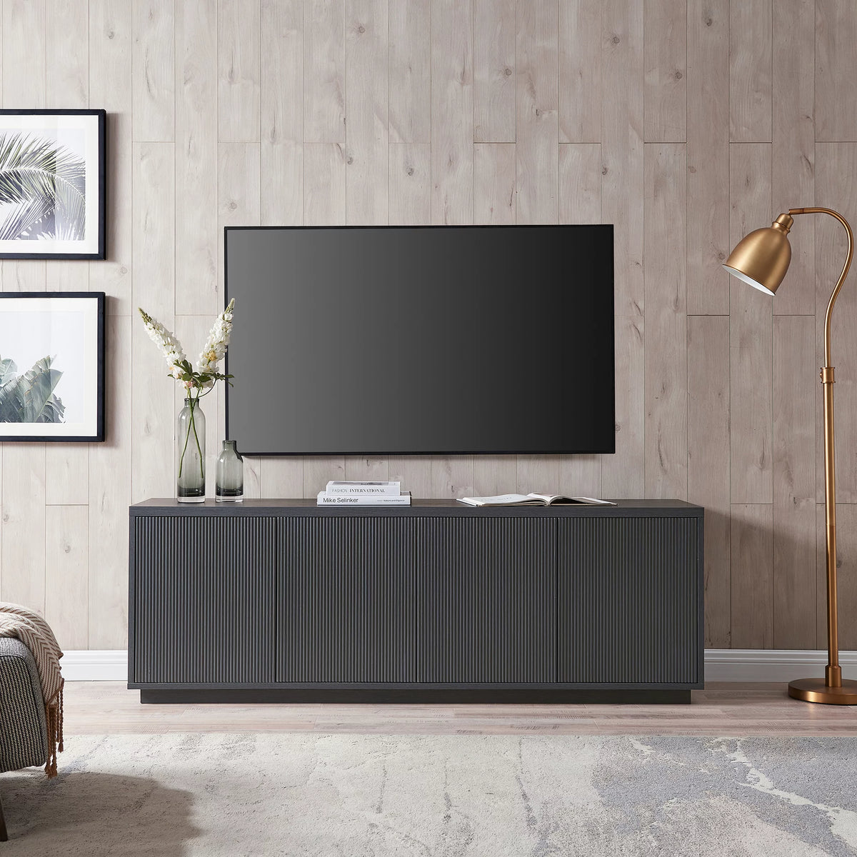 Black Grain Rectangular TV Stand C401