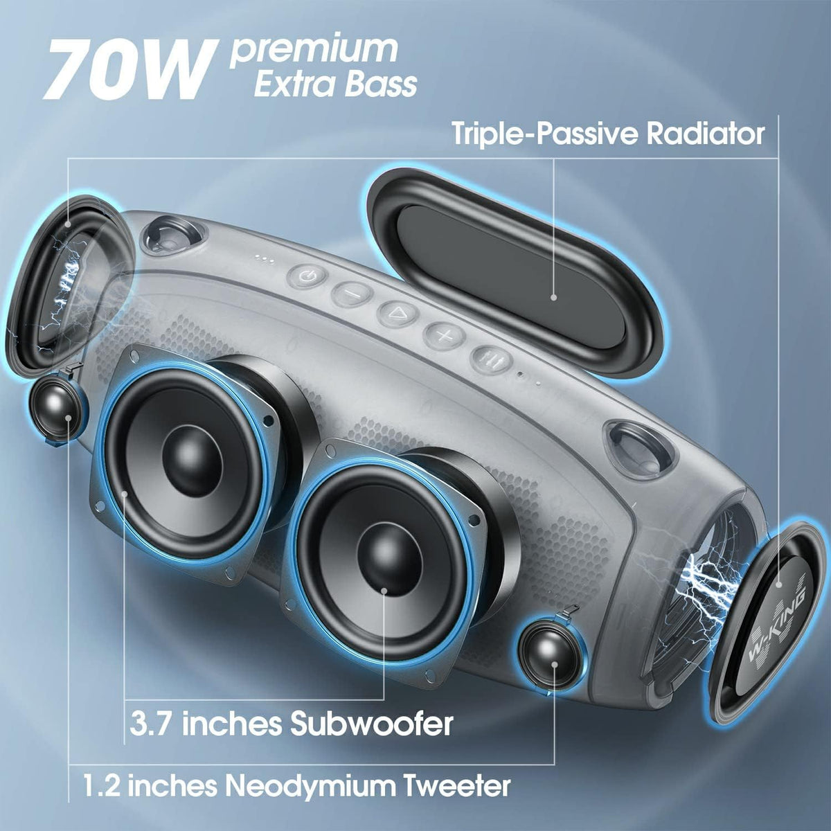 70W IPX6 Waterproof Portable Bluetooth Speaker with Power Bank L690548