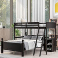 Wood Twin Over Full Loft Bed with Cabinet and Ladder M83930