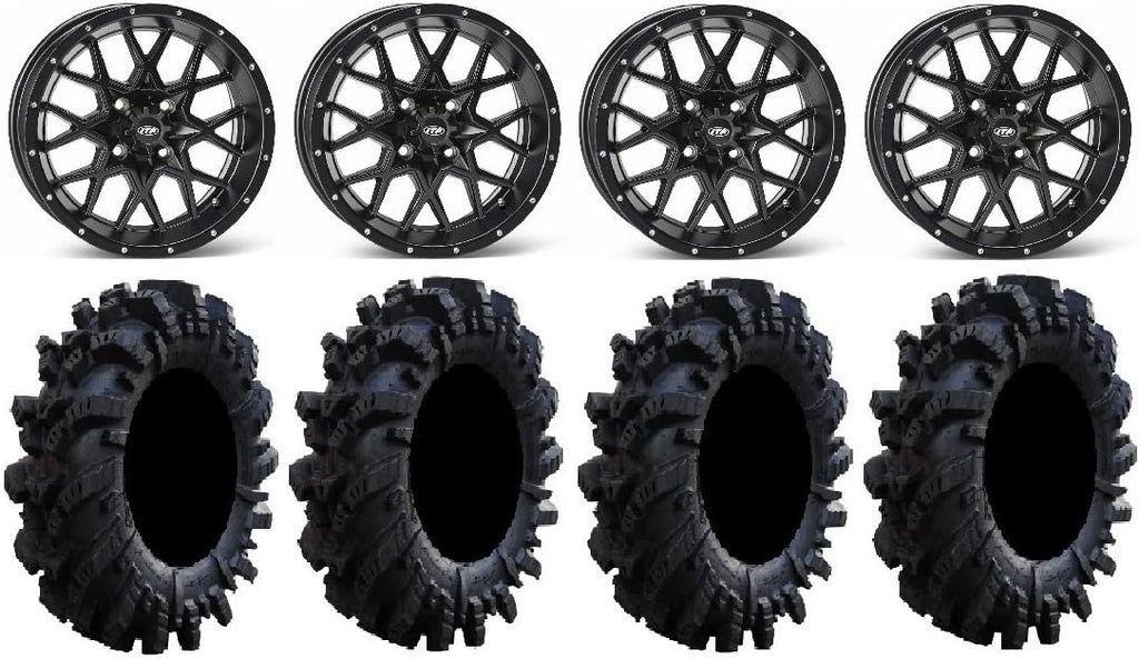 15 Wheels Matte Black 34 Tires 4x137 Bolt Pattern Lug Kit P799073