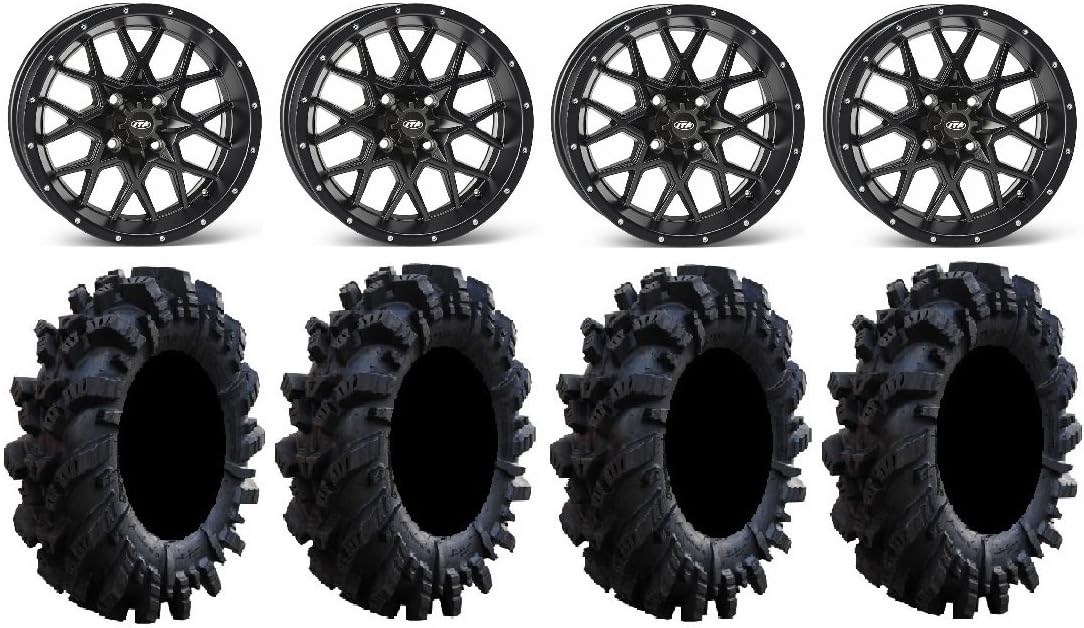 15 Wheels Matte Black 34 Tires 4x137 Bolt Pattern Lug Kit P799073