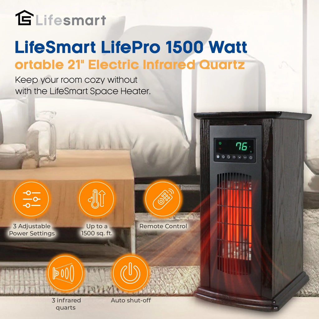 1500 W 21" Electric Infrared Quartz Tower Space Heater D3061